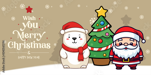 Winter Characters - Cute and Funny Christmas Banner for Kids with Lettering
