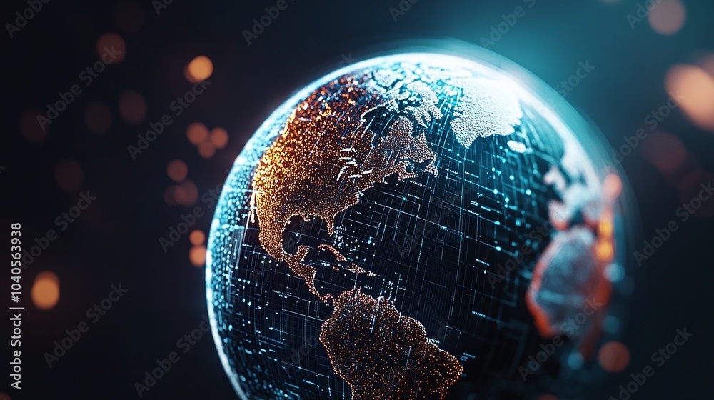 Obraz premium Futuristic Globe with Digital Connections and Lights