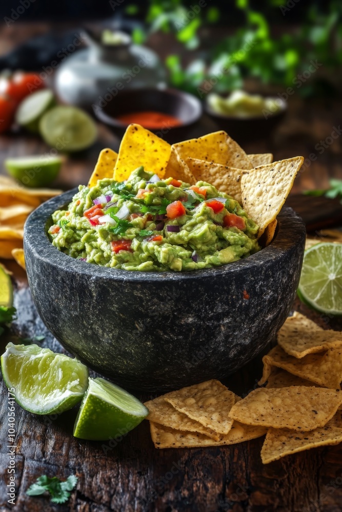 Freshly Made Guacamole Close-up on Stone Freshly Made Guacamole Close-up on Stone