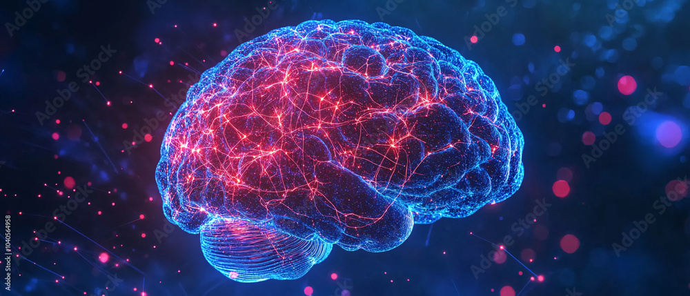 Fototapeta premium Abstract Digital Brain with Neural Network Connections