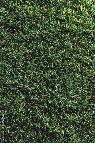 Detailed view of lush green artificial grass covering a large area in natural...
