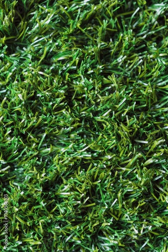 Detailed view of lush green artificial grass covering a large area in natural...