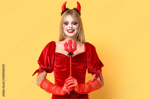 Young woman dressed for Hal...