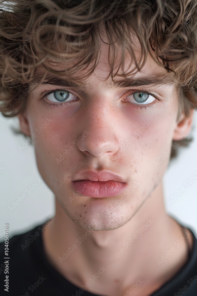Close-up portrait of a young man with intense gaze Close-up portrait of a young man with intense gaze