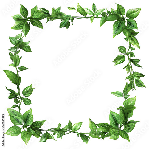 Avatar picture frame made of leaves, flowers and roots isolated on a transparent background, Graphic illustration for design mockup template