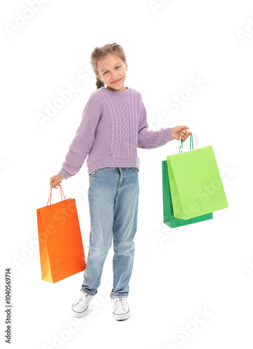 Little girl with shopping b...