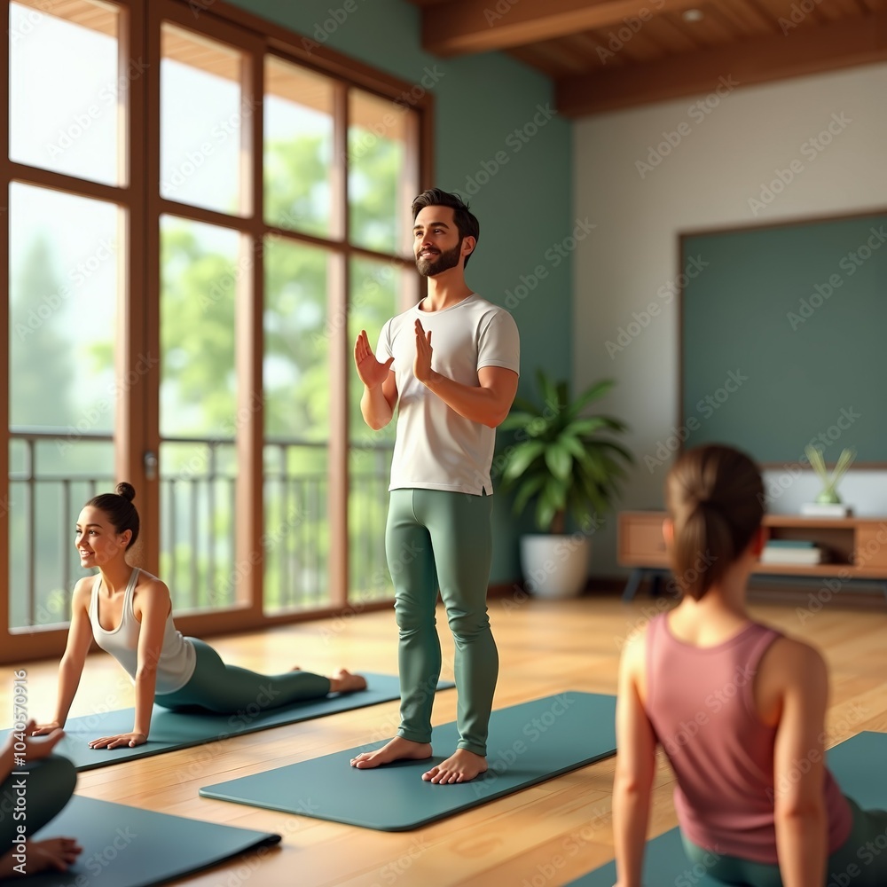 Yoga instructor leading a class in a serene yoga studio. Ideal for yoga, fitness, and wellness concepts.
Yoga instructor leading a class in a serene yoga studio. Ideal for yoga, fitness, and wellness concepts.
