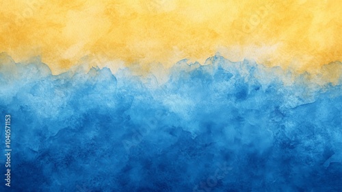 Blue and yellow watercolor wash, minimalistic design, paper texture