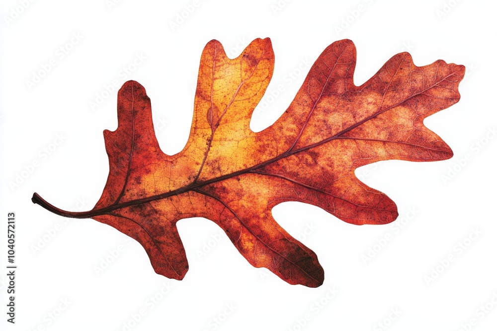 Naklejka premium An oak leaf in autumn colors on a white background