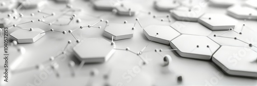 Abstract geometric design featuring interconnected hexagons on a white backgr...