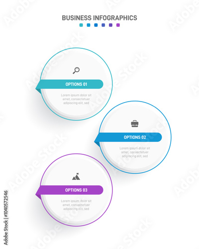 Vertical progress bar featuring 3 arrow-shaped elements, symbolizing the three stages of business strategy and progression. Clean timeline infographic design template. Vector for mobile presentation.