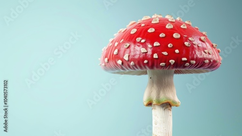 Mushroom on a calm background, magnificent mushroom form. Background composed, mushroom striking.