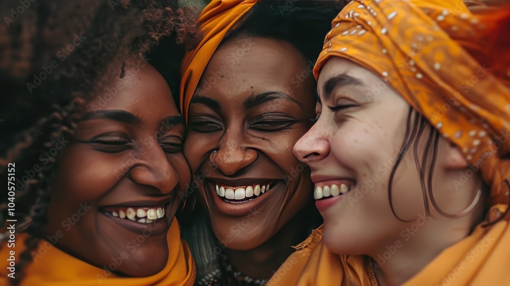 Joyful Moments Among Friends with Colorful Headscarves Joyful Moments Among Friends with Colorful Headscarves