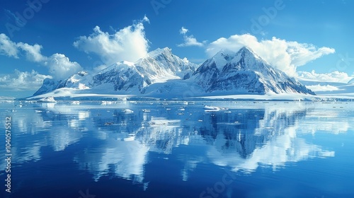 A blue iceberg drifting in the ocean