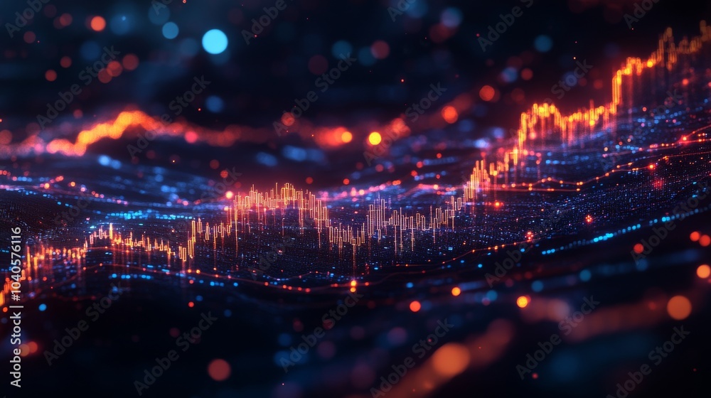Fototapeta premium A digital interface showing a bearish market trend, with various financial indicators