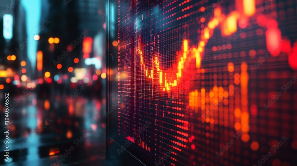 Fototapeta premium A digital interface showing a bearish market trend, with various financial indicators