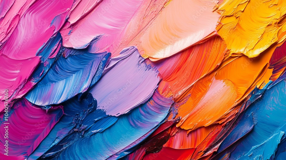 Obraz premium Colorful oil paint brush strokes in a detailed abstract pattern, ideal for creating textured wallpaper, art prints, and intricate patterns