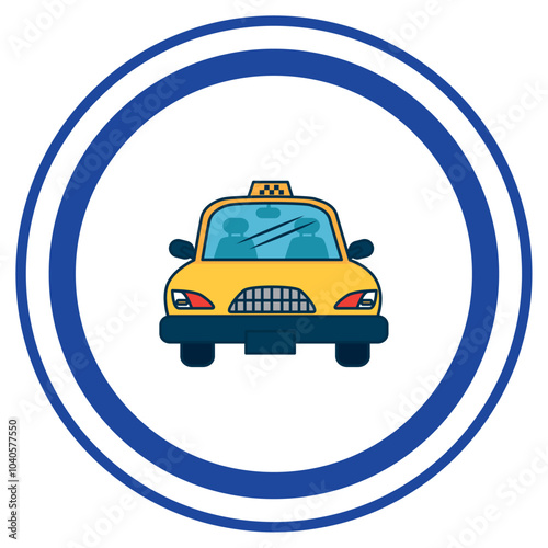 Vector image of taxi icon on white background with blue border
