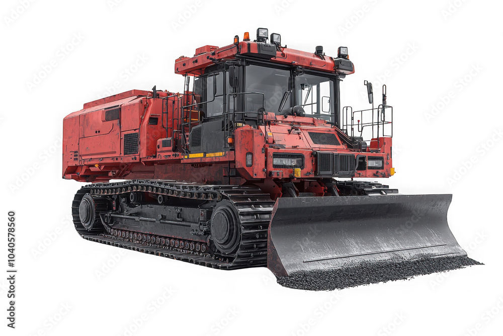 Red Asphalt Paver isolated on transparent background, png file, no background png file