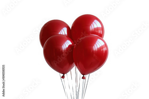 Red balloon ribbon isolated on transparent background, png file, no background png file photo