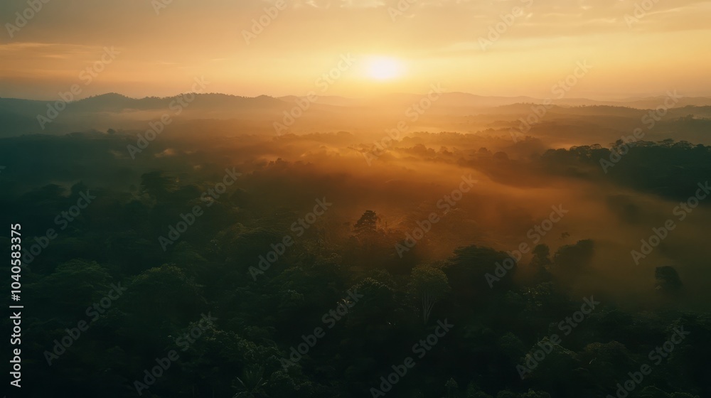 Fototapeta premium Serene Dawn Over Lush Landscapes