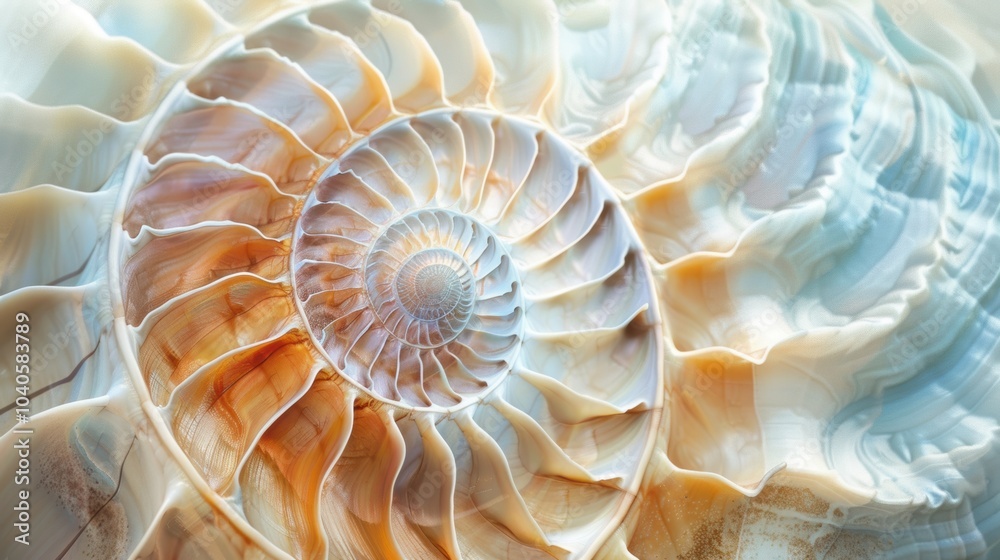 Abstract wallpaper featuring a nautilus shell, with a focus on its fibonacci sequence. The shell's natural beauty is a perfect addition to this art piece. Abstract wallpaper featuring a nautilus shell, with a focus on its fibonacci sequence. The shell's natural beauty is a perfect addition to this art piece.