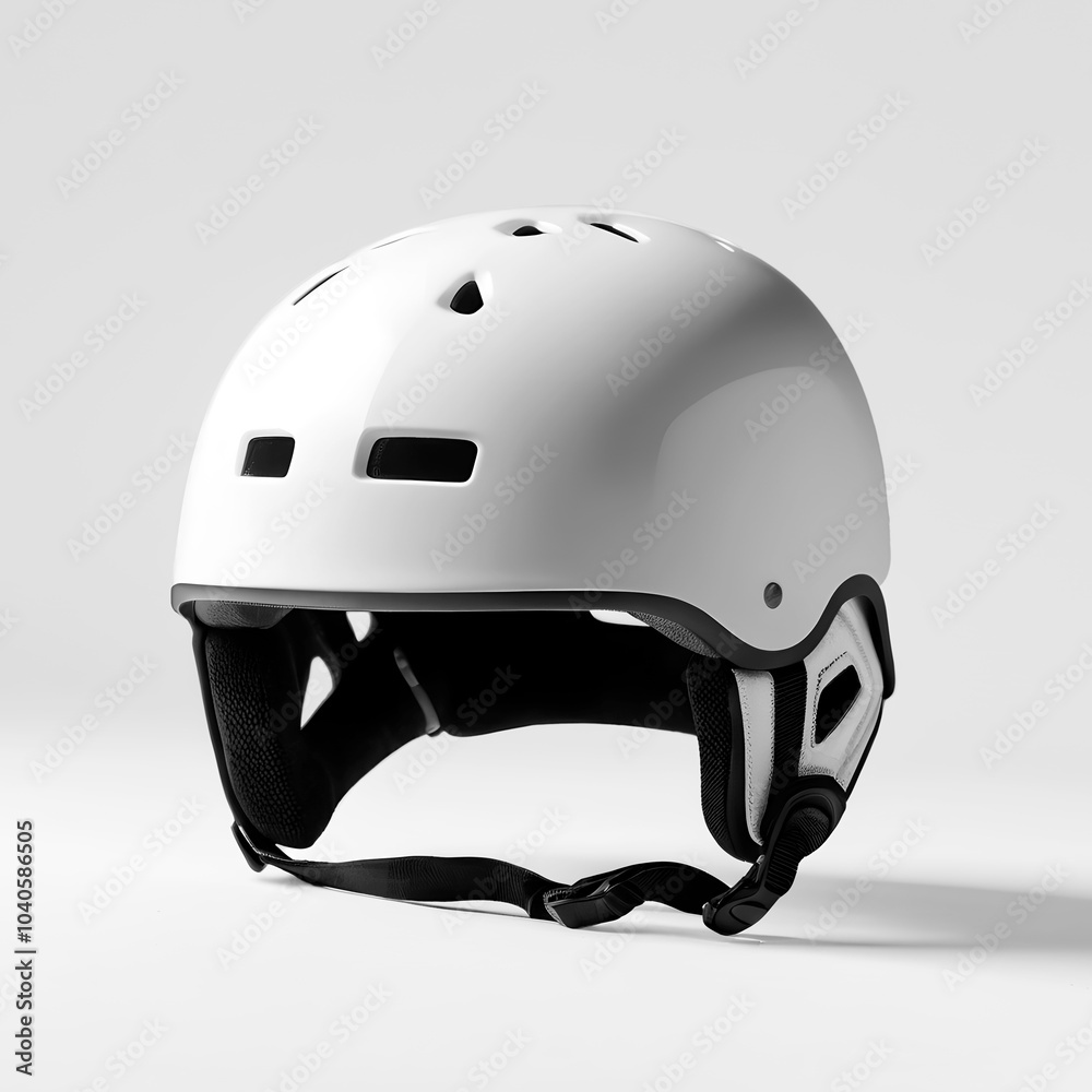 Fototapeta premium 3D Mockup skate snowboard Helmet White Isolated side view