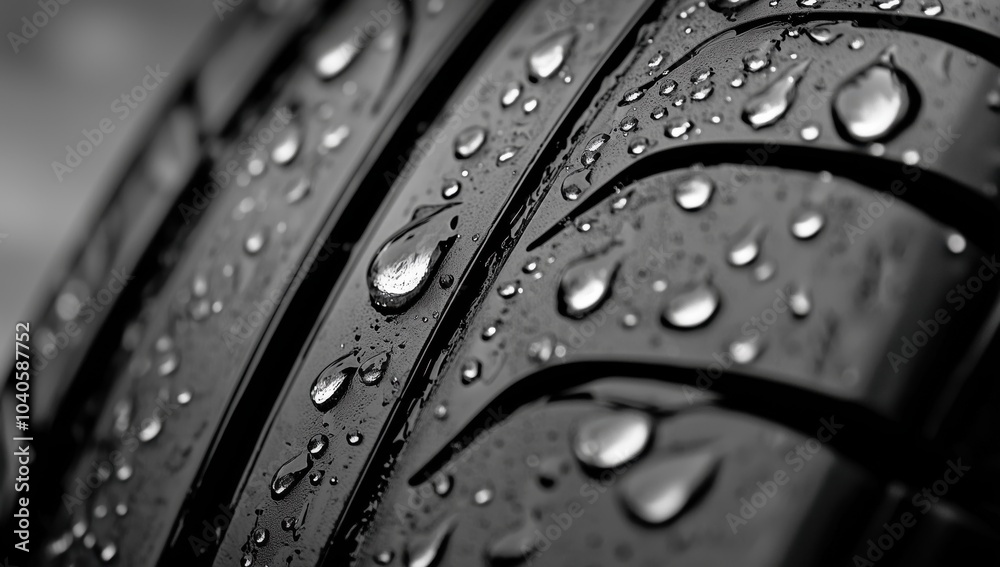 close-up of a tire with raindrops close-up of a tire with raindrops