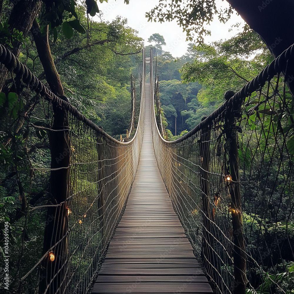 Obraz premium Treetop Canopy Walk: A Forest Perspective from Wild and Natural Heights