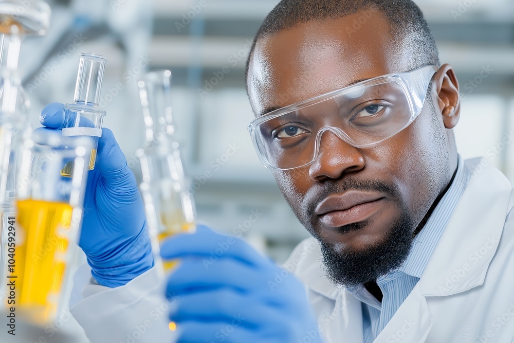 A Close-up of a Scientist Conducting Research in a Laboratory, Analyzing Samples Related to Alternative Energy Sources, Showcasing Innovation in Energy Solutions A Close-up of a Scientist Conducting Research in a Laboratory, Analyzing Samples Related to Alternative Energy Sources, Showcasing Innovation in Energy Solutions