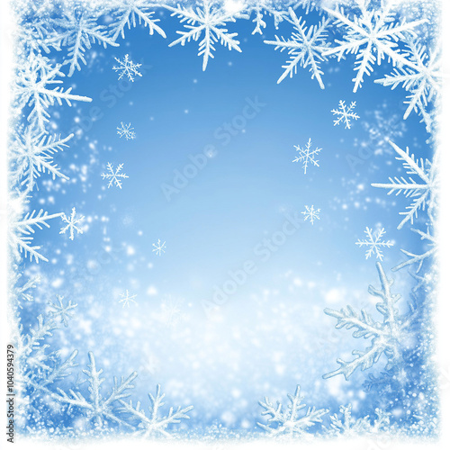 Sparkling snowflakes on a bright blue winter background