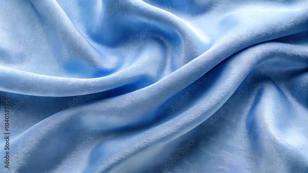 Flowing blue satin fabric texture background Flowing blue satin fabric texture background