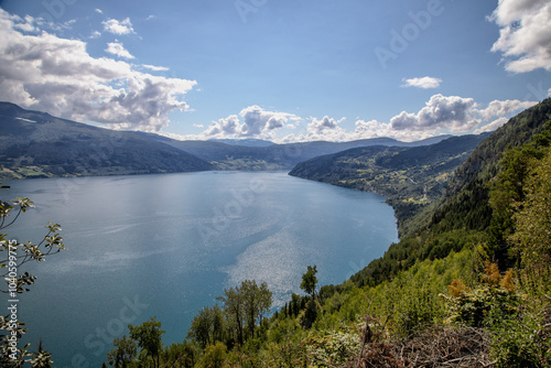 blick über innvikfjorden in norwegen photo