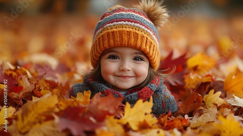 Cute girl laying in fall leaves