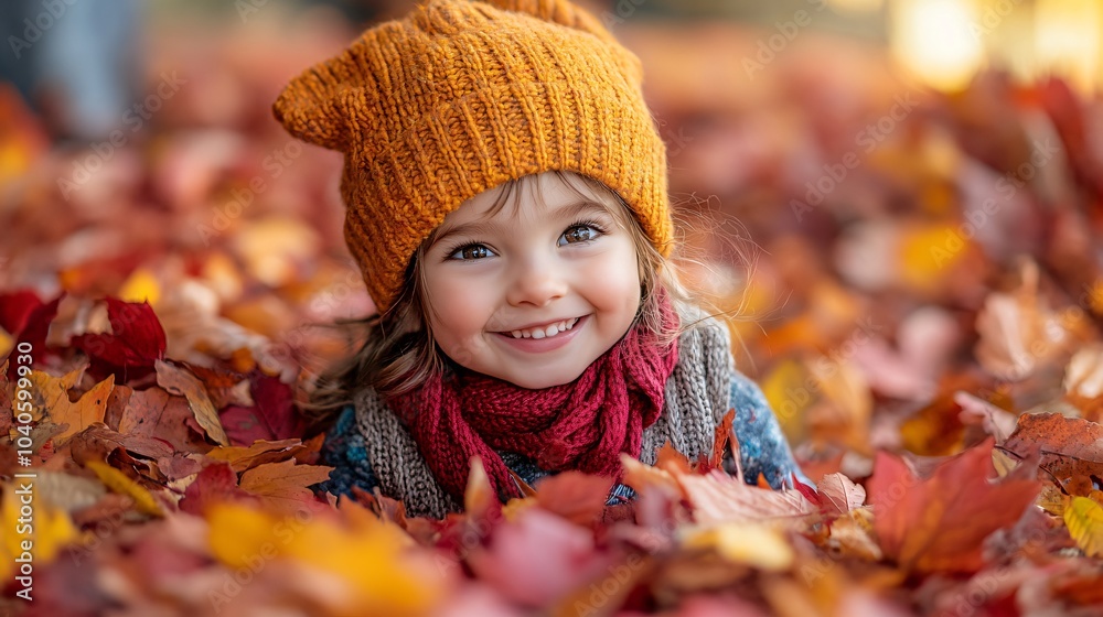 Cute girl laying in fall leaves Cute girl laying in fall leaves