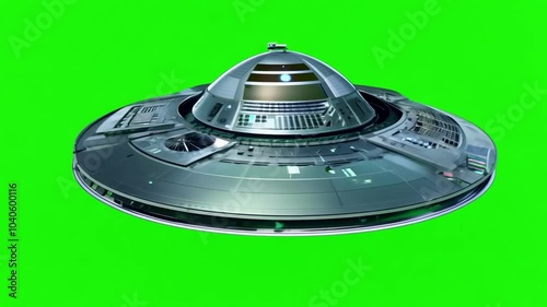 fly UFO animation on green screen, spaceship futuristic animation, generative ai