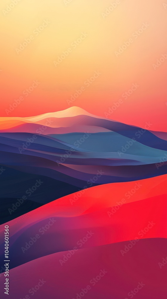 Fluid gradient merging sunset hues with subtle geometric shapes Fluid gradient merging sunset hues with subtle geometric shapes