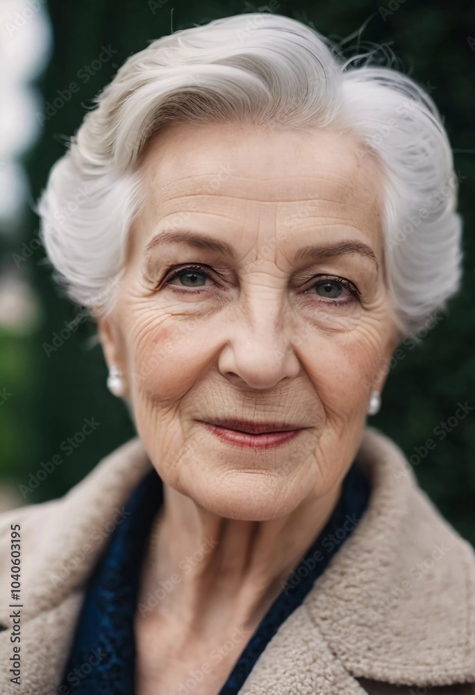Sophisticated older French woman is in the open air. Demeanor reveals a lifetime of experiences and reflections, embodying grace and wisdom. Well-groomed woman 70 years old with grey hair. AI Sophisticated older French woman is in the open air. Demeanor reveals a lifetime of experiences and reflections, embodying grace and wisdom. Well-groomed woman 70 years old with grey hair. AI