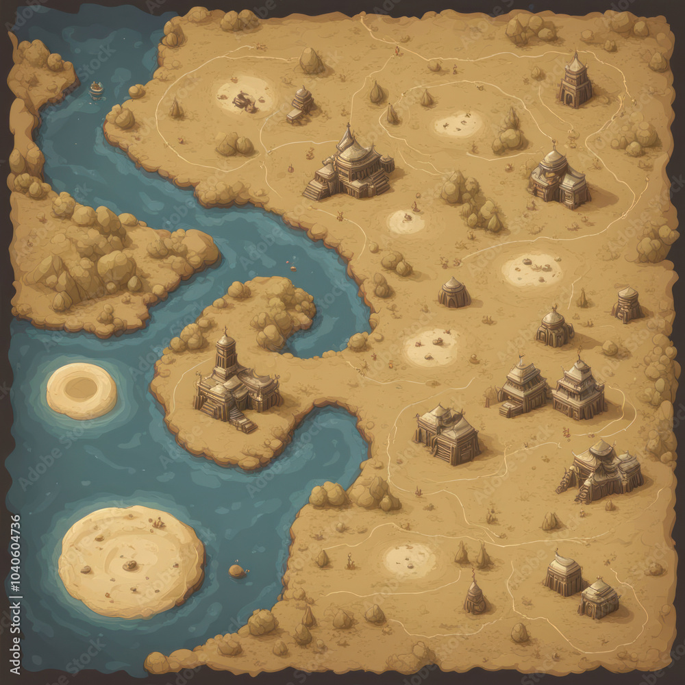 Obraz premium game map view from top, adventure game map