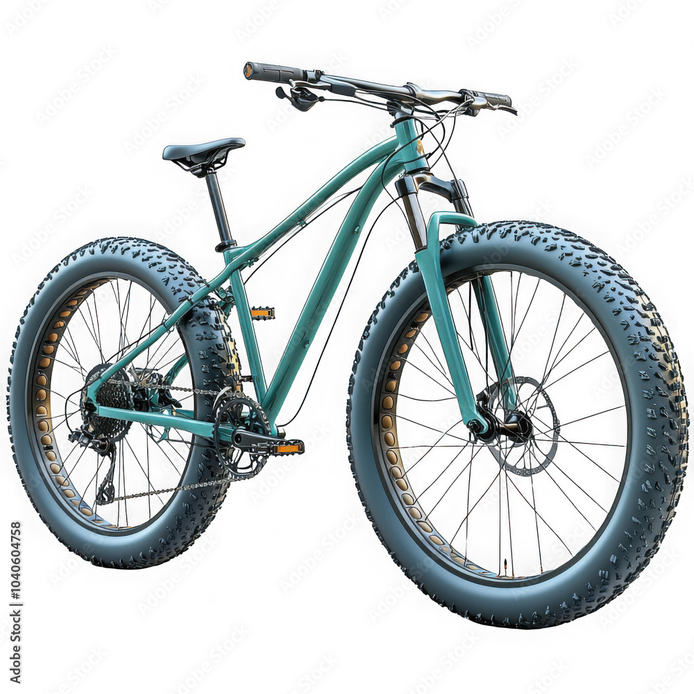 Green Mountain Bike isolated on transparent background, png file, no background png file