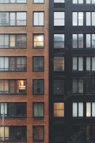 Contrasting Urban Building Facades in a Vibrant Cityscape with Unique Architectural Styles