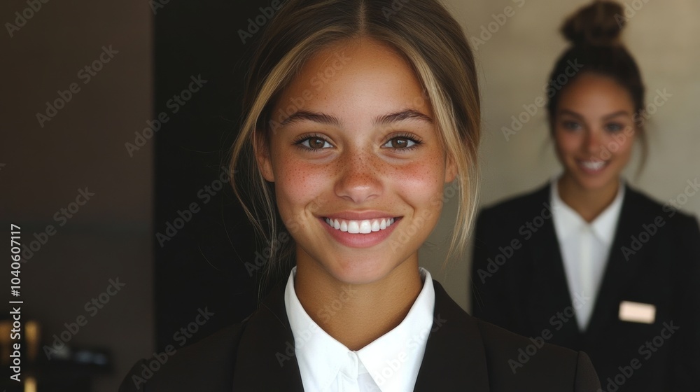Cheerful Smiling Professionals Dressed in Classy and Stylish Attire at the Workplace