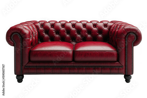 Obraz na płótnie Red chesterfield sofa isolated on transparent background, png file, no background png file w salonie