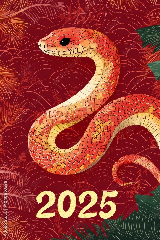 Fototapeta premium Artistic representation for the Chinese Zodiac Year of the Snake in the year 2025