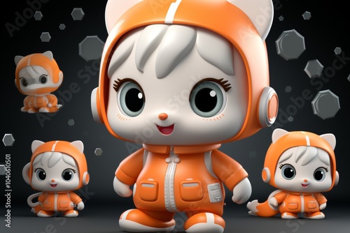 Whimsical illustration of an adorable space kitten exploring the cosmic universe in style