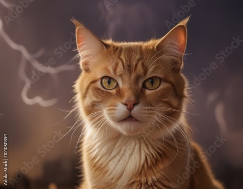 a cat with green eyes and a dark background