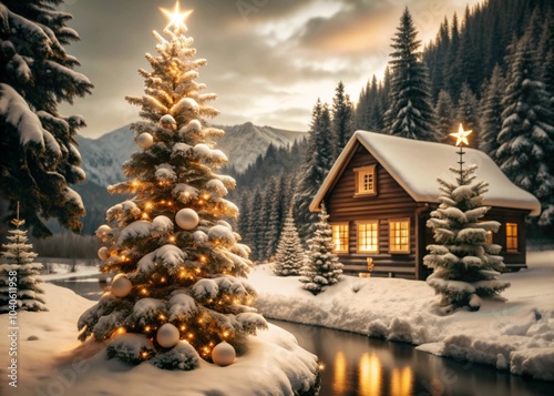 New Year's background, beautiful snowy winter