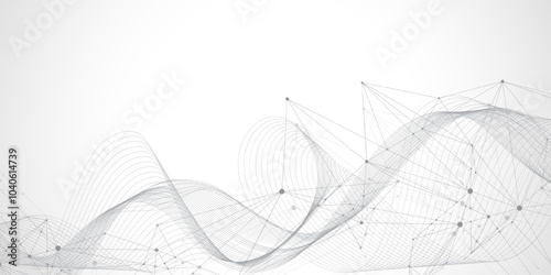 Global network connection concept. Big data visualization. Social network communication in the global computer networks. Internet technology. Business. Science. Vector illustration