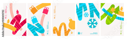 Merry Christmas and Happy New Year. Eye-catch design vector illustrations for greeting card, party invitation card, website banner, social media banner, marketing material.
