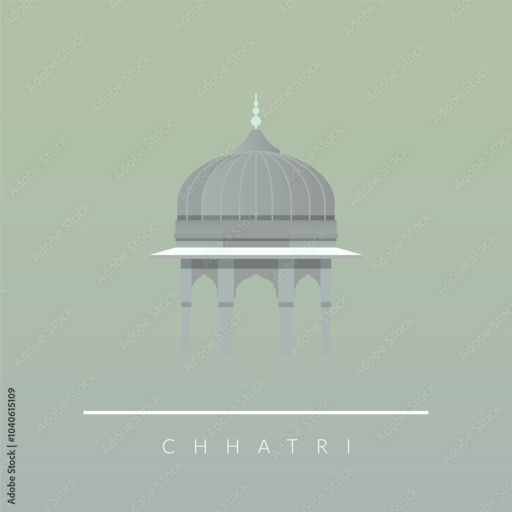 Fototapeta premium Chhatri - Semi-open, Elevated, Dome-Shaped Pavilions Elements - Stock Illustration